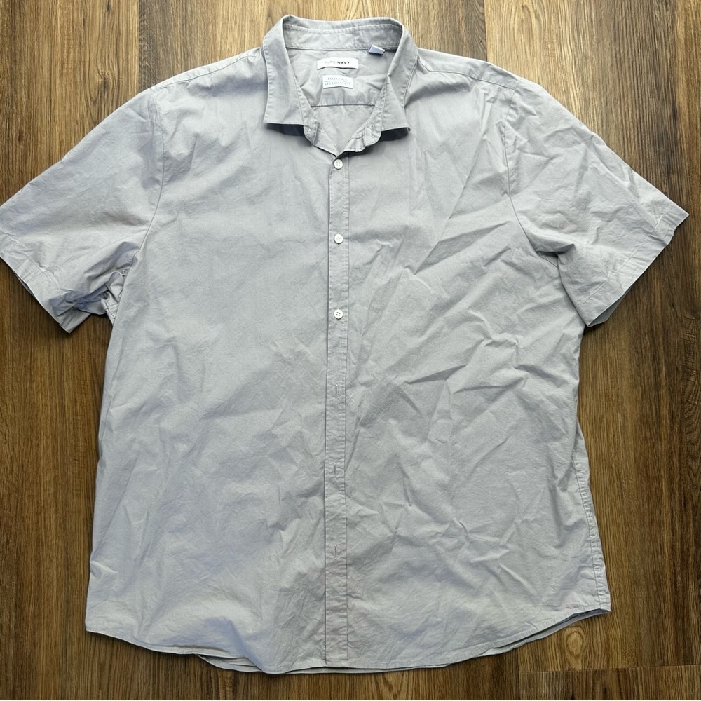 Pure Navy Essentials Men’s Dress Shirt XXL Gray‎ Short Sleeve Cotton Button Up